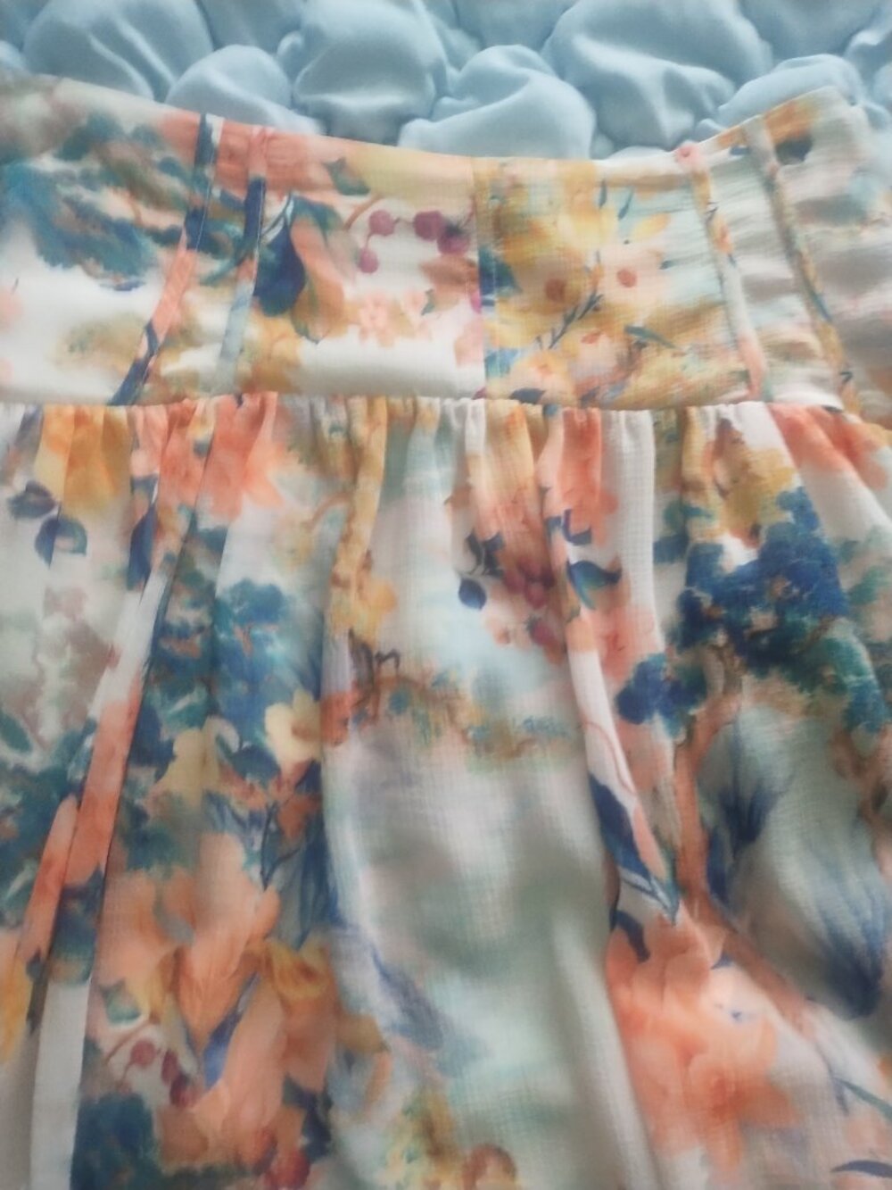 Asymmetrical lace trim floral skirt Anthropolgie - Picture 2 of 4